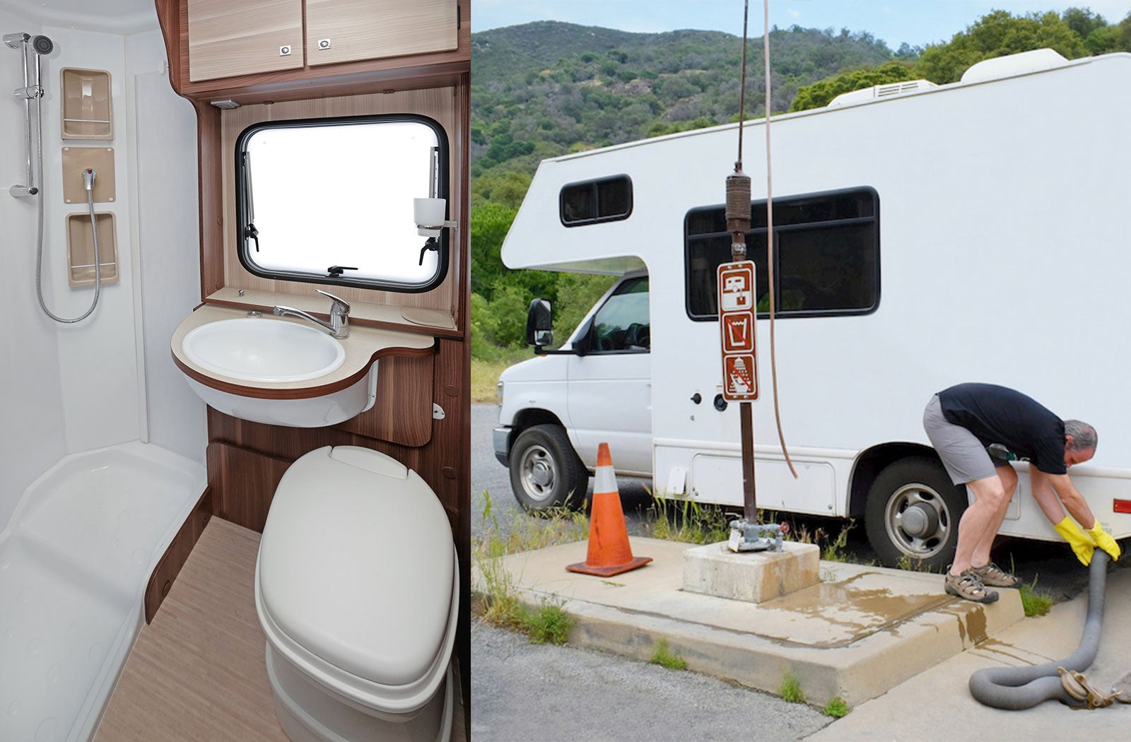 Portable RV/camper toilet and holding tank setup in Enterprise, Alabama